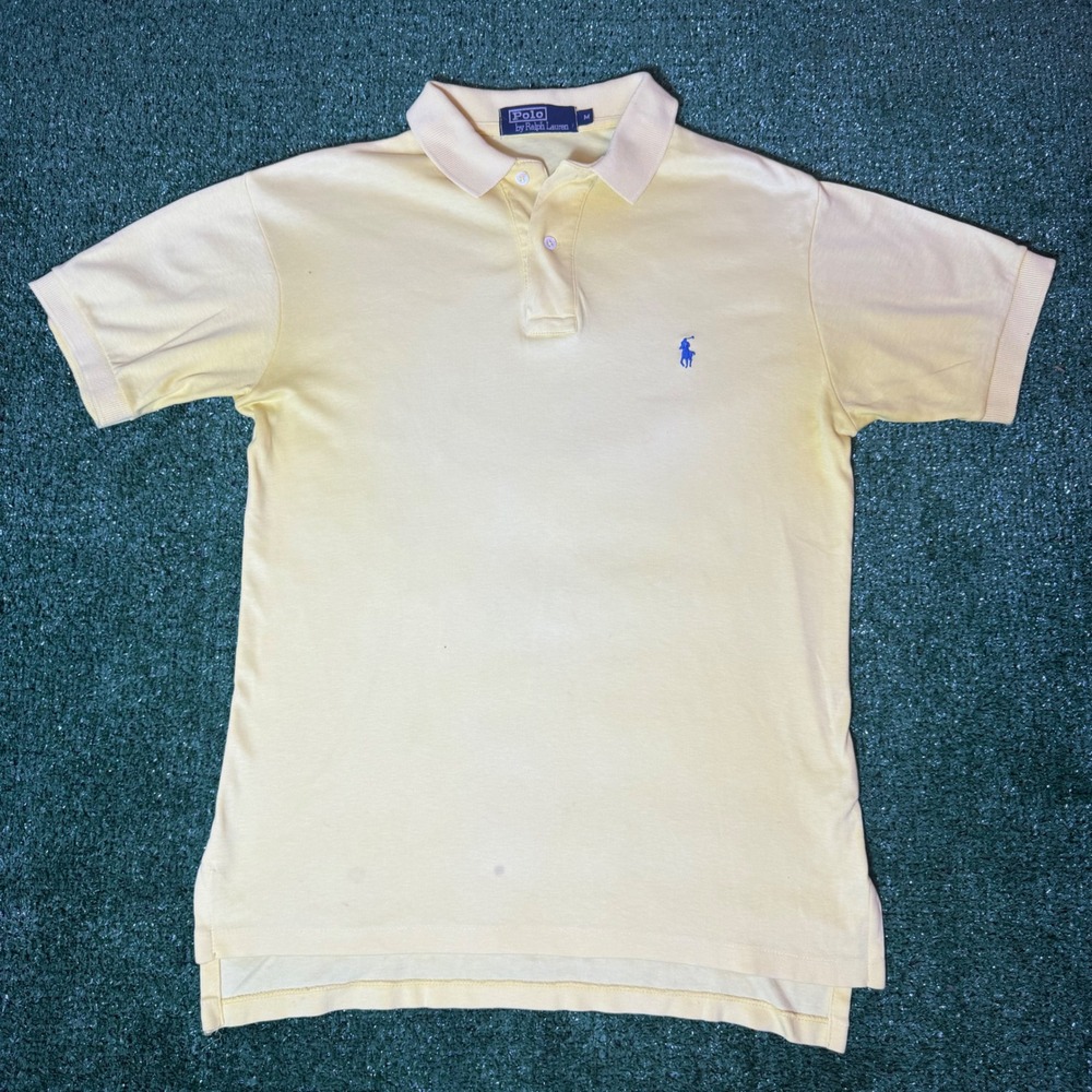 Polo Ralph Lauren Mens Medium Yellow Short Sleeve Pony Logo Polo Shirt